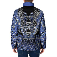 Aotearoa Ngati Kahungunu Padded Jacket Maori Tribal Blue Paua Shell Pattern DT05 - Polynesian Pride