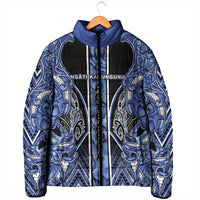 Aotearoa Ngati Kahungunu Padded Jacket Maori Tribal Blue Paua Shell Pattern DT05 - Polynesian Pride