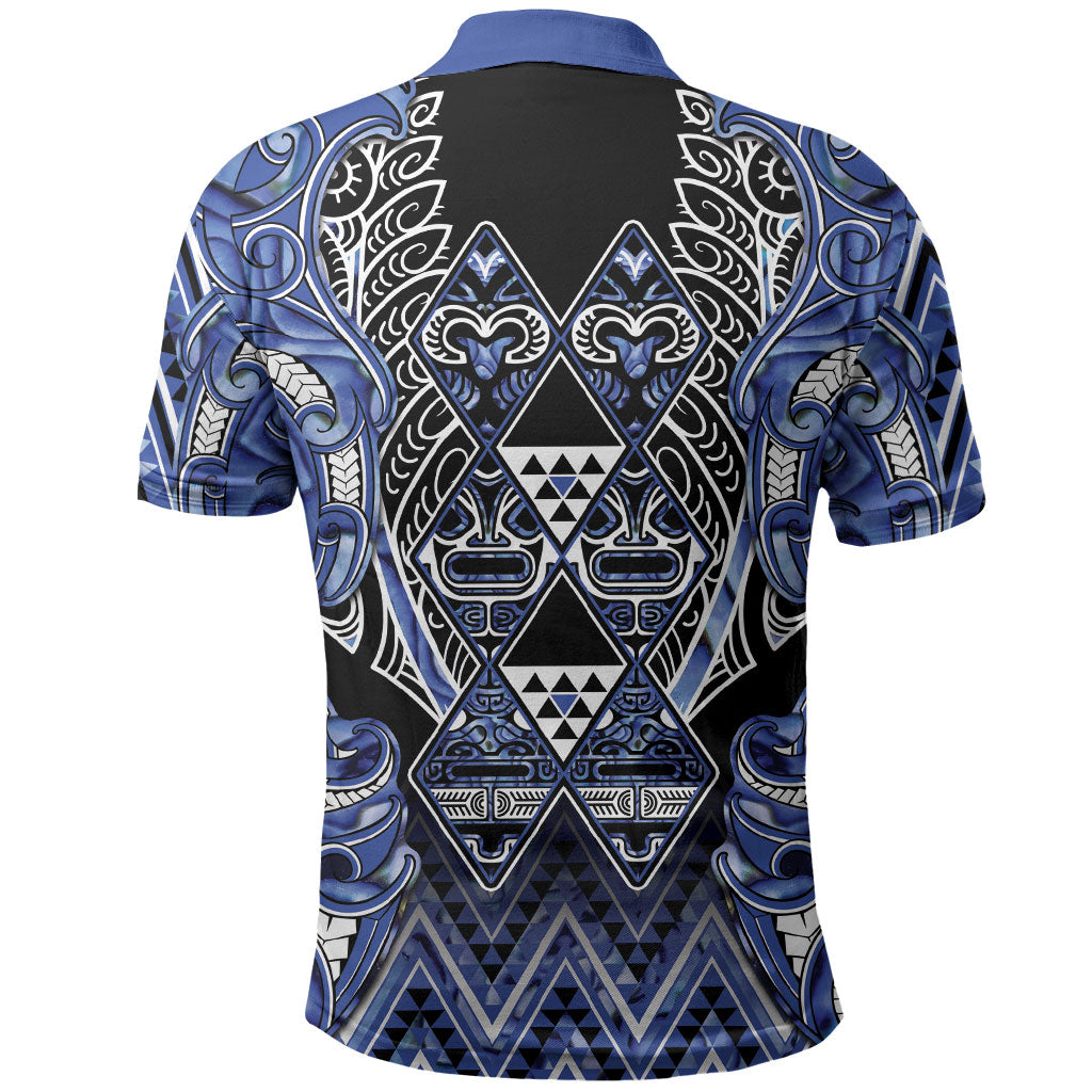 Aotearoa Ngati Kahungunu Polo Shirt Maori Tribal Blue Paua Shell Pattern DT05 - Polynesian Pride