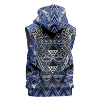 Aotearoa Ngati Kahungunu Sleeveless Zip Hoodie Maori Tribal Blue Paua Shell Pattern DT05 - Polynesian Pride
