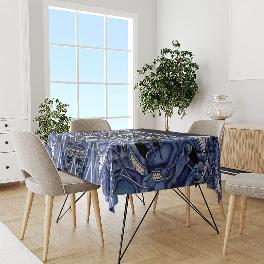 Aotearoa Ngati Kahungunu Tablecloth Maori Tribal Blue Paua Shell Pattern DT05 - Polynesian Pride