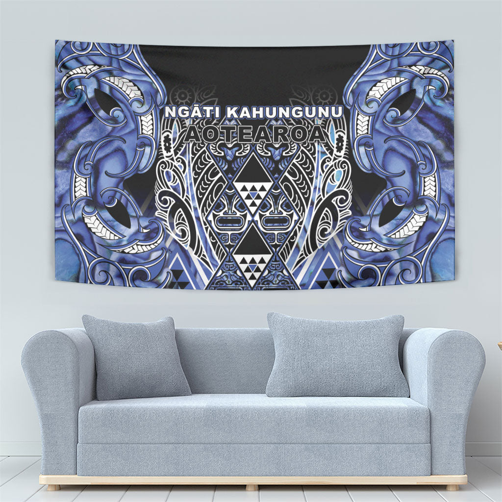 Aotearoa Ngati Kahungunu Tapestry Maori Tribal Blue Paua Shell Pattern DT05 - Polynesian Pride