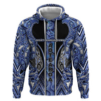 Aotearoa Ngati Kahungunu Zip Hoodie Maori Tribal Blue Paua Shell Pattern DT05 Pullover Hoodie Blue - Polynesian Pride