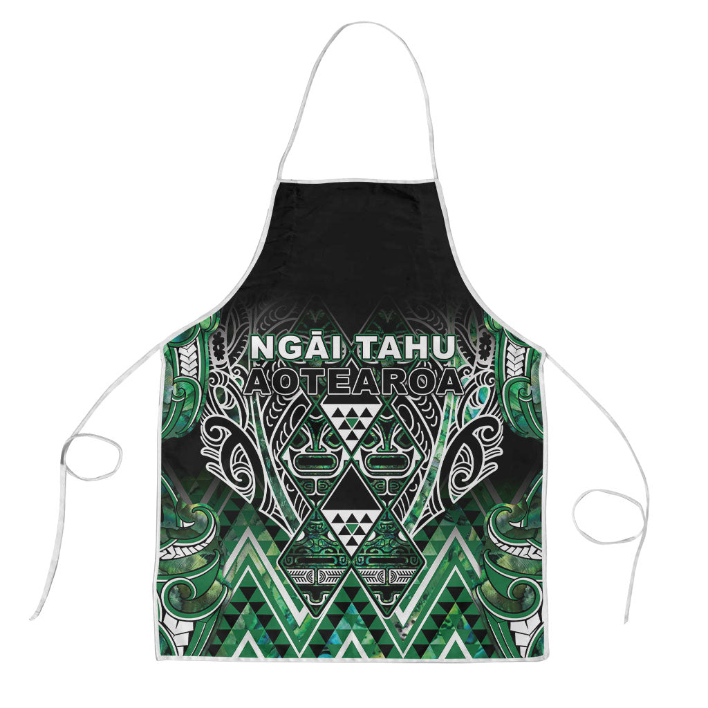 Aotearoa Ngai Tahu Apron Maori Tribal Dark Green Paua Shell Pattern DT05 Green - Polynesian Pride