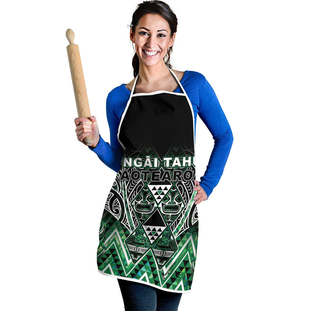 Aotearoa Ngai Tahu Apron Maori Tribal Dark Green Paua Shell Pattern DT05 - Polynesian Pride