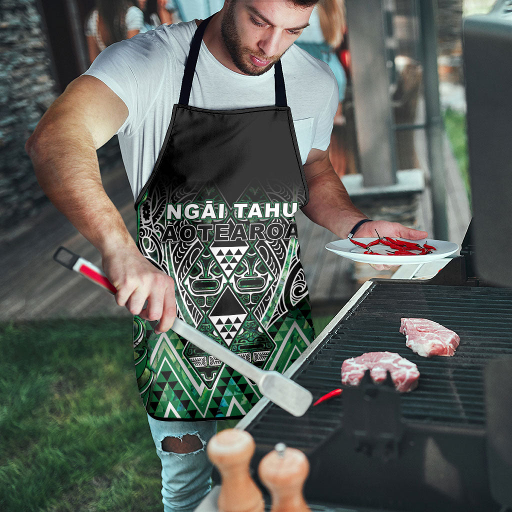 Aotearoa Ngai Tahu Apron Maori Tribal Dark Green Paua Shell Pattern DT05 - Polynesian Pride