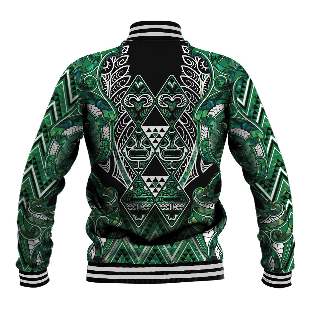 Aotearoa Ngai Tahu Baseball Jacket Maori Tribal Dark Green Paua Shell Pattern DT05 - Polynesian Pride