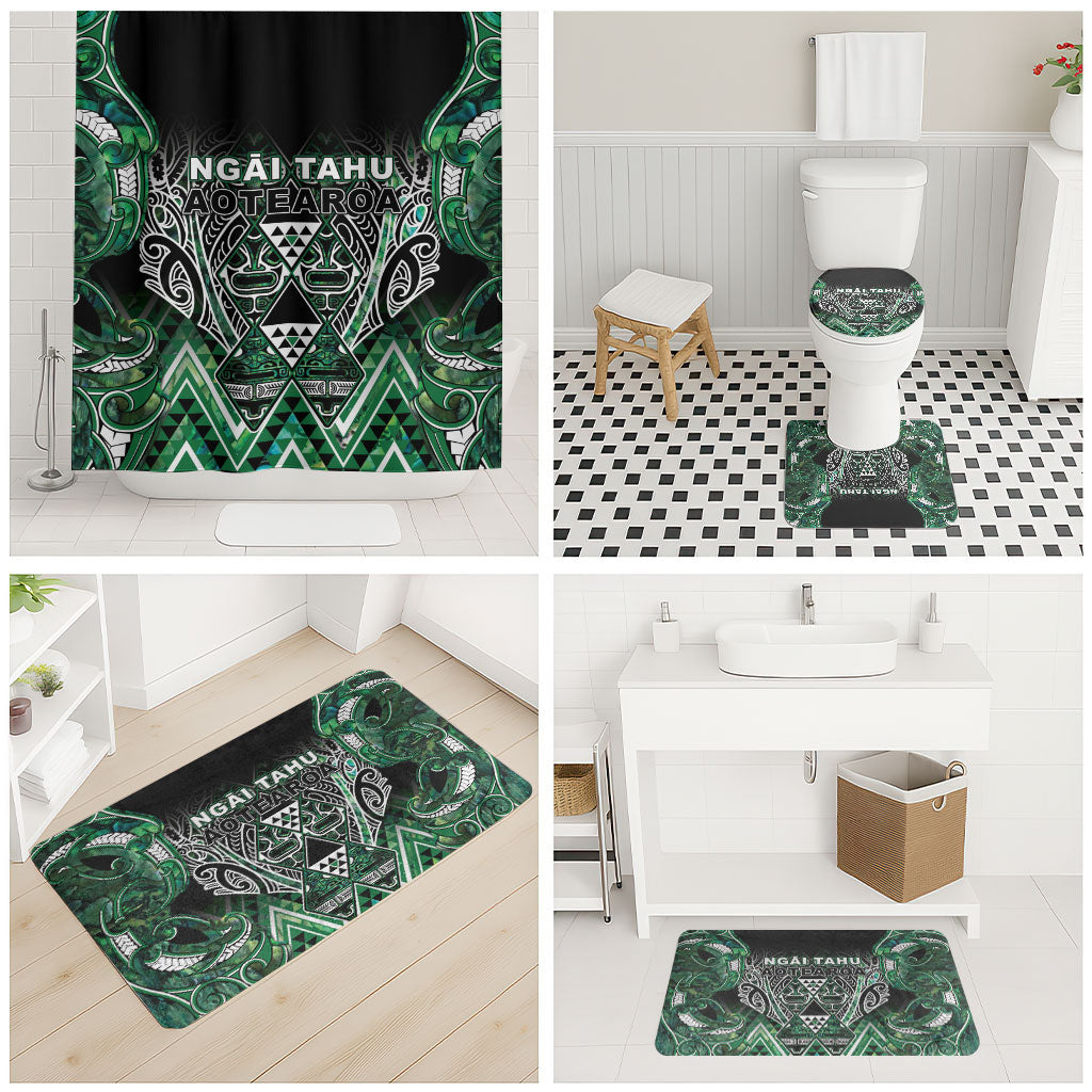 Aotearoa Ngai Tahu Bathroom Set Maori Tribal Dark Green Paua Shell Pattern DT05 - Polynesian Pride