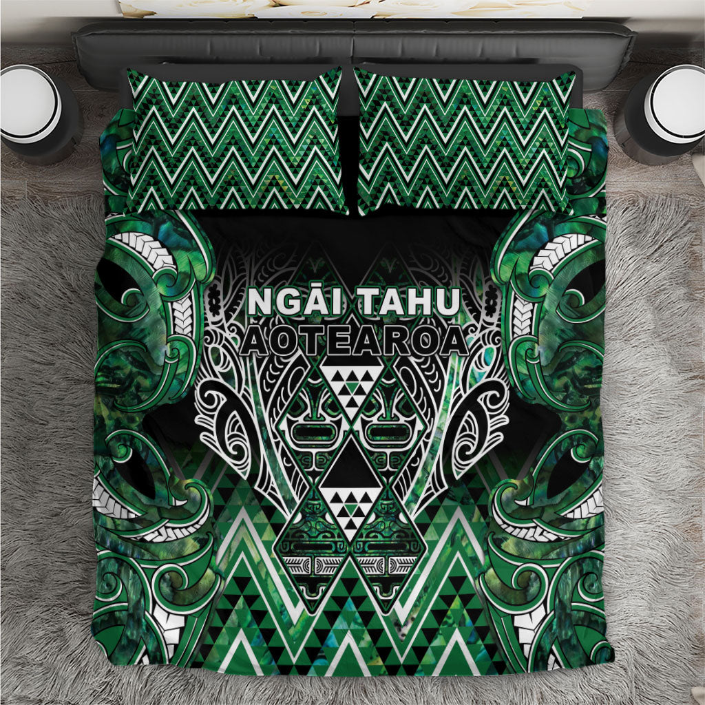 Aotearoa Ngai Tahu Bedding Set Maori Tribal Dark Green Paua Shell Pattern DT05 Green - Polynesian Pride