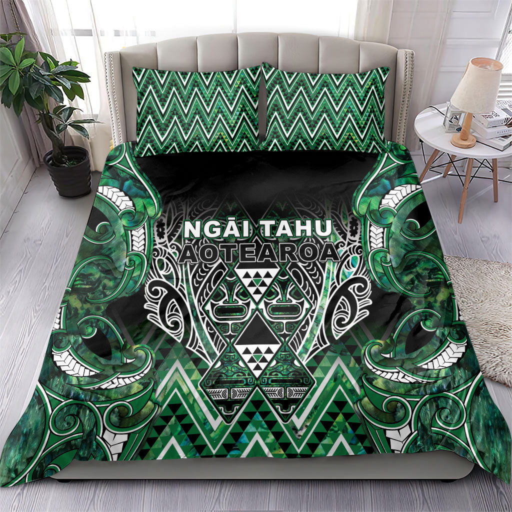 Aotearoa Ngai Tahu Bedding Set Maori Tribal Dark Green Paua Shell Pattern DT05 - Polynesian Pride