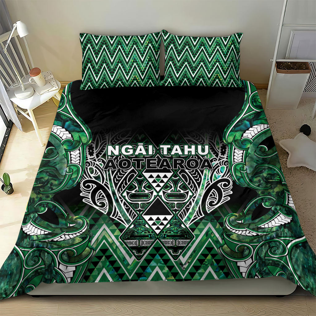 Aotearoa Ngai Tahu Bedding Set Maori Tribal Dark Green Paua Shell Pattern DT05 - Polynesian Pride