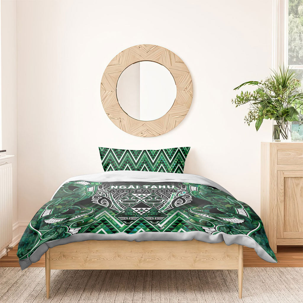 Aotearoa Ngai Tahu Bedding Set Maori Tribal Dark Green Paua Shell Pattern DT05 - Polynesian Pride