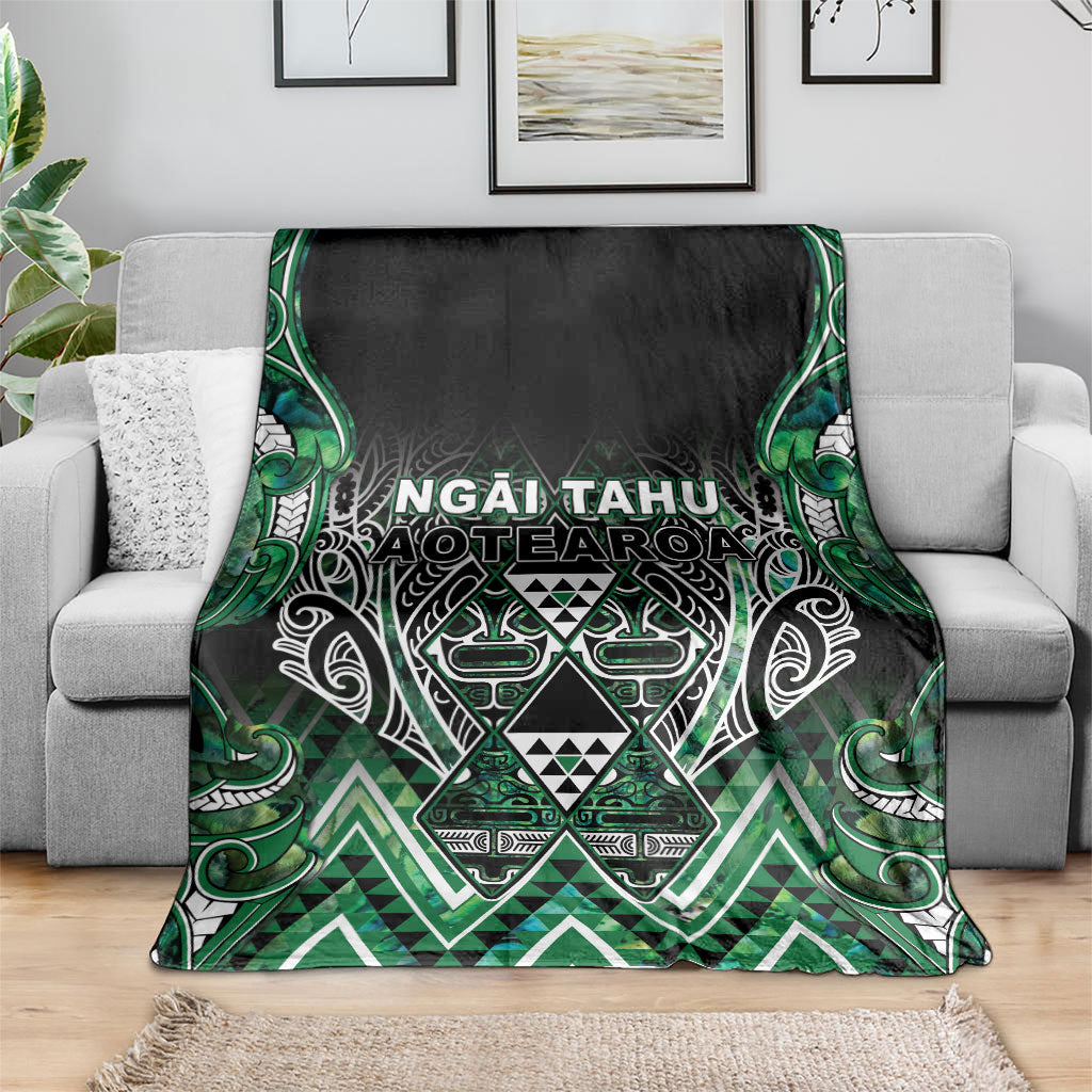 Aotearoa Ngai Tahu Blanket Maori Tribal Dark Green Paua Shell Pattern DT05 - Polynesian Pride