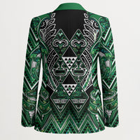 Aotearoa Ngai Tahu Blazer Maori Tribal Dark Green Paua Shell Pattern DT05 - Polynesian Pride