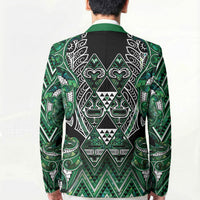 Aotearoa Ngai Tahu Blazer Maori Tribal Dark Green Paua Shell Pattern DT05 - Polynesian Pride