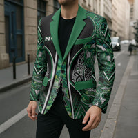Aotearoa Ngai Tahu Blazer Maori Tribal Dark Green Paua Shell Pattern DT05 - Polynesian Pride