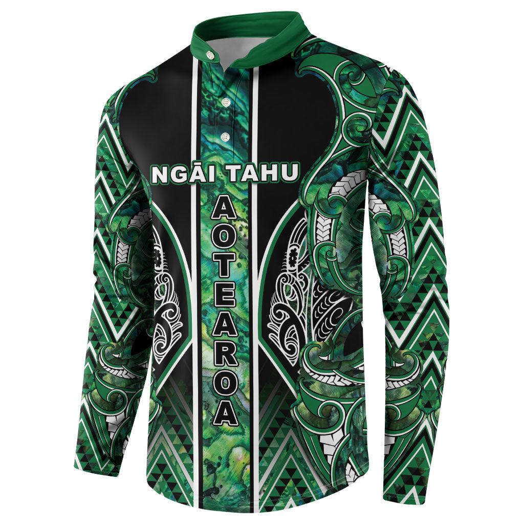 Aotearoa Ngai Tahu Button Sweatshirt Maori Tribal Dark Green Paua Shell Pattern DT05 - Polynesian Pride