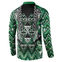 Aotearoa Ngai Tahu Button Sweatshirt Maori Tribal Dark Green Paua Shell Pattern DT05 - Polynesian Pride