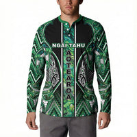 Aotearoa Ngai Tahu Button Sweatshirt Maori Tribal Dark Green Paua Shell Pattern DT05 - Polynesian Pride
