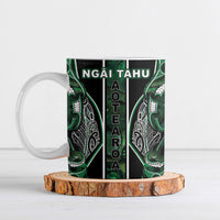 Aotearoa Ngai Tahu Ceramic Mug Maori Tribal Dark Green Paua Shell Pattern DT05 Green - Polynesian Pride