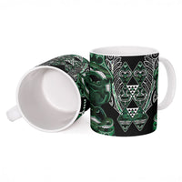 Aotearoa Ngai Tahu Ceramic Mug Maori Tribal Dark Green Paua Shell Pattern DT05 - Polynesian Pride