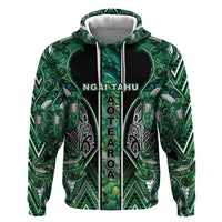 Aotearoa Ngai Tahu Hoodie Maori Tribal Dark Green Paua Shell Pattern DT05 Pullover Hoodie Green - Polynesian Pride