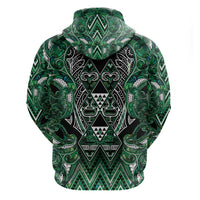 Aotearoa Ngai Tahu Hoodie Maori Tribal Dark Green Paua Shell Pattern DT05 - Polynesian Pride