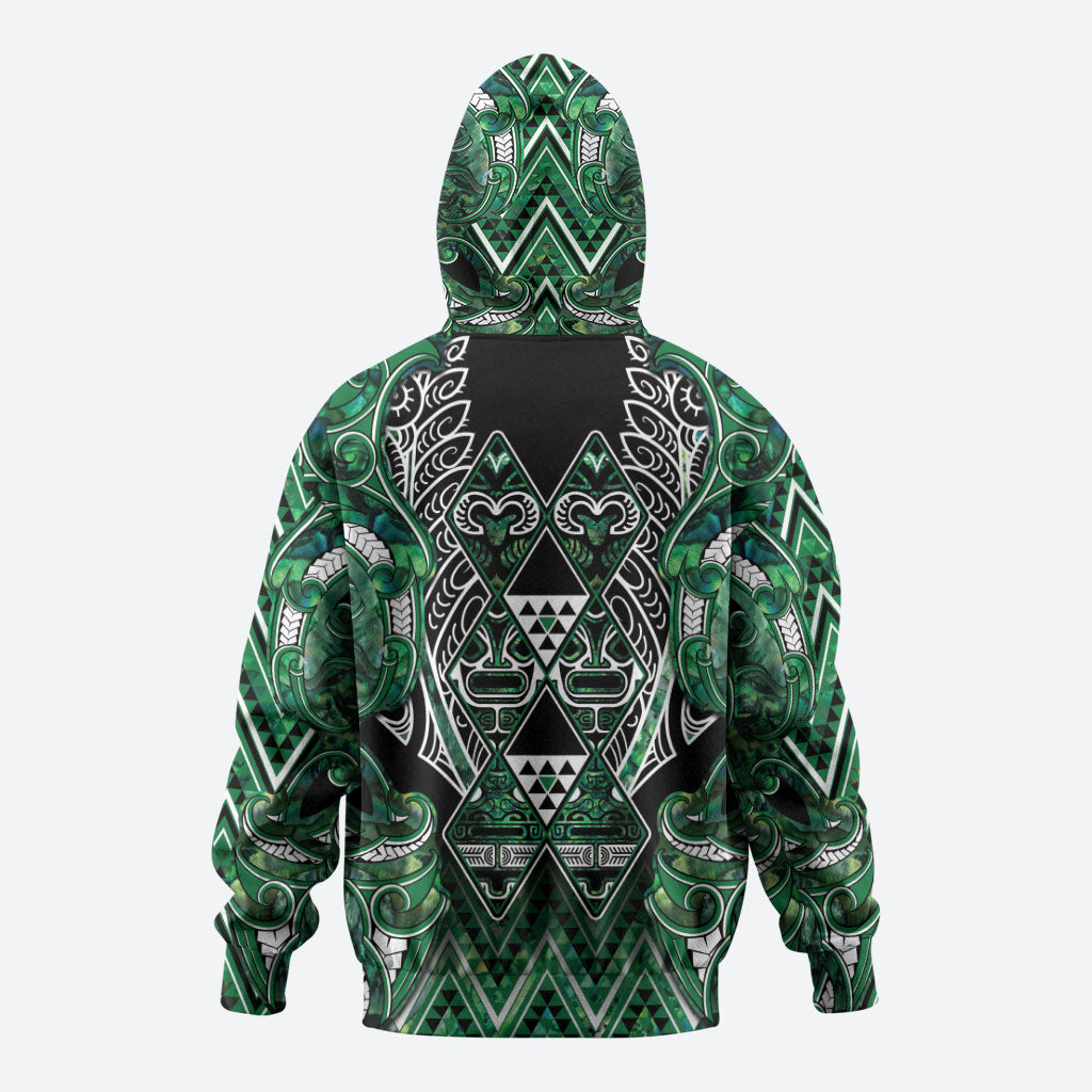 Aotearoa Ngai Tahu Hoodie Maori Tribal Dark Green Paua Shell Pattern DT05 - Polynesian Pride