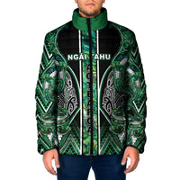 Aotearoa Ngai Tahu Padded Jacket Maori Tribal Dark Green Paua Shell Pattern DT05 Men Green - Polynesian Pride