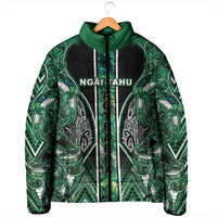 Aotearoa Ngai Tahu Padded Jacket Maori Tribal Dark Green Paua Shell Pattern DT05 - Polynesian Pride