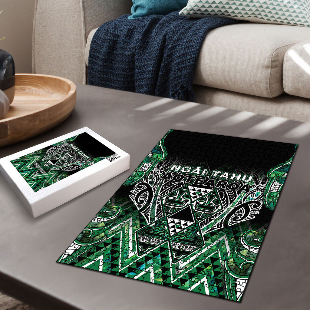Aotearoa Ngai Tahu Puzzle Maori Tribal Dark Green Paua Shell Pattern DT05 - Polynesian Pride