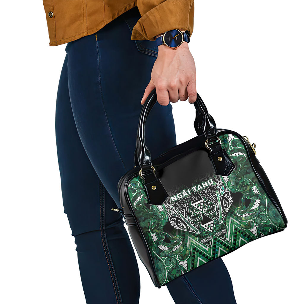 Aotearoa Ngai Tahu Shoulder Handbag Maori Tribal Dark Green Paua Shell Pattern DT05 - Polynesian Pride