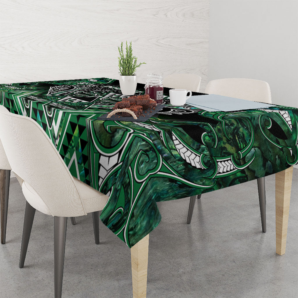 Aotearoa Ngai Tahu Tablecloth Maori Tribal Dark Green Paua Shell Pattern DT05 - Polynesian Pride