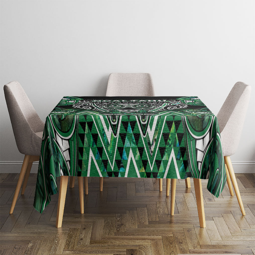 Aotearoa Ngai Tahu Tablecloth Maori Tribal Dark Green Paua Shell Pattern DT05 - Polynesian Pride