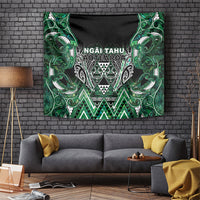 Aotearoa Ngai Tahu Tapestry Maori Tribal Dark Green Paua Shell Pattern DT05 Green - Polynesian Pride