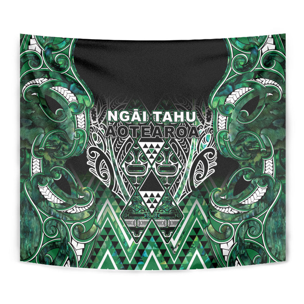 Aotearoa Ngai Tahu Tapestry Maori Tribal Dark Green Paua Shell Pattern DT05 - Polynesian Pride