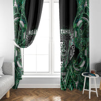 Aotearoa Ngai Tahu Window Curtain Maori Tribal Dark Green Paua Shell Pattern DT05 - Polynesian Pride