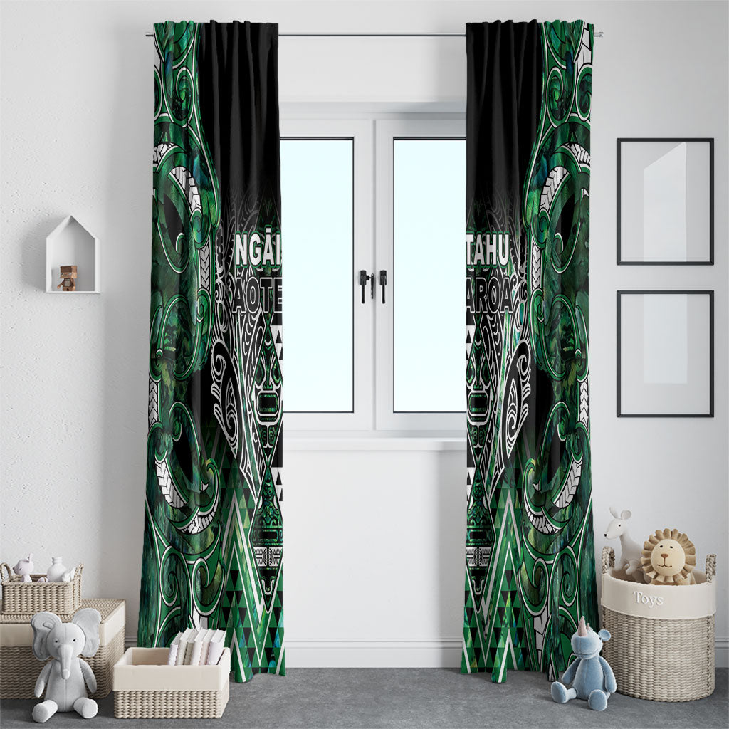 Aotearoa Ngai Tahu Window Curtain Maori Tribal Dark Green Paua Shell Pattern DT05 - Polynesian Pride