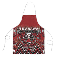 Aotearoa Te Arawa Apron Maori Tribal Dark Red Paua Shell Pattern DT05 Red - Polynesian Pride