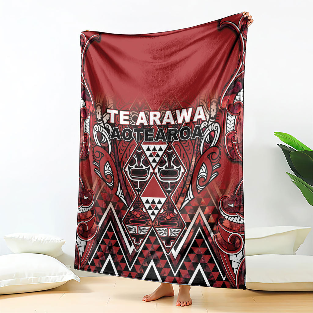 Aotearoa Te Arawa Blanket Maori Tribal Dark Red Paua Shell Pattern DT05 - Polynesian Pride