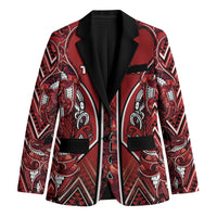 Aotearoa Te Arawa Blazer Maori Tribal Dark Red Paua Shell Pattern DT05 Unisex Red - Polynesian Pride