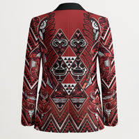Aotearoa Te Arawa Blazer Maori Tribal Dark Red Paua Shell Pattern DT05 - Polynesian Pride