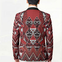 Aotearoa Te Arawa Blazer Maori Tribal Dark Red Paua Shell Pattern DT05 - Polynesian Pride