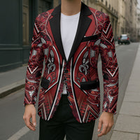 Aotearoa Te Arawa Blazer Maori Tribal Dark Red Paua Shell Pattern DT05 - Polynesian Pride