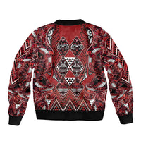 Aotearoa Te Arawa Bomber Jacket Maori Tribal Dark Red Paua Shell Pattern DT05 - Polynesian Pride