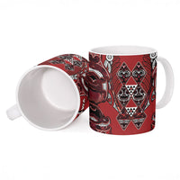Aotearoa Te Arawa Ceramic Mug Maori Tribal Dark Red Paua Shell Pattern DT05 - Polynesian Pride