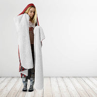 Aotearoa Te Arawa Hooded Blanket Maori Tribal Dark Red Paua Shell Pattern DT05 - Polynesian Pride