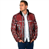 Aotearoa Te Arawa Padded Jacket Maori Tribal Dark Red Paua Shell Pattern DT05 - Polynesian Pride