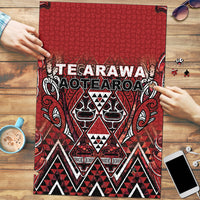 Aotearoa Te Arawa Puzzle Maori Tribal Dark Red Paua Shell Pattern DT05 Red - Polynesian Pride
