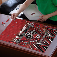 Aotearoa Te Arawa Puzzle Maori Tribal Dark Red Paua Shell Pattern DT05 - Polynesian Pride